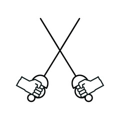 Crossed rapiers / swords or fencing duel flat icon for games and websites