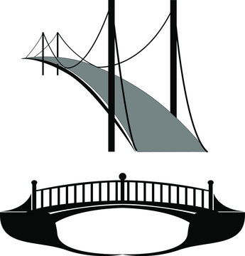 
set of black and white vector images of bridges