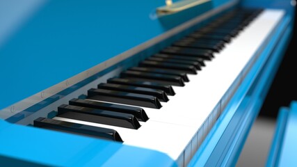 Naklejka premium Blue-Gold Grand Piano. 3D illustration. 3D high quality rendering. 3D CG.
