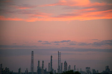 Industrial plant Oil refinery at night