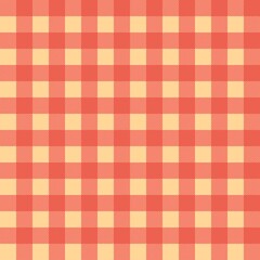 Plaid seamless pattern in beige and orange. Tartan plaid for dress, skirt, flannel shirt, autumn, winter fabrics, background. Buffalo check gingham style. Vector flat illustration.