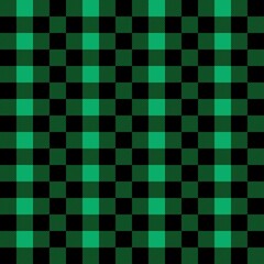 Plaid seamless pattern in green and black. Tartan plaid for dress, skirt, flannel shirt, autumn, winter fabrics, background. Buffalo check gingham style. Vector flat illustration.