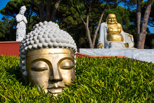 Buddha sculpture at Bacalhôa Buddha Eden, asian style garden, Quinta dos Loridos, Bombarral, Portugal, September 10, 2020