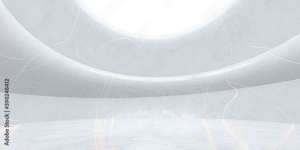 Poster white abstract architecture hall 3d render illustration background with modern futuristic design