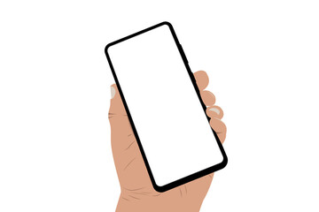 Illustration with a hand holding a smartphone for mockup