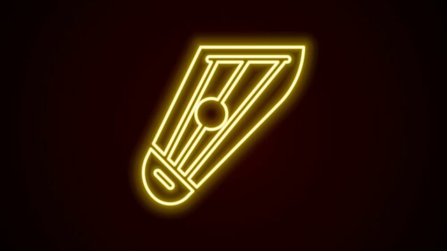 Glowing neon line Musical instrument kankles icon isolated on black background. 4K Video motion graphic animation