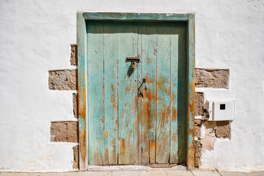 old door in turquoise tone
