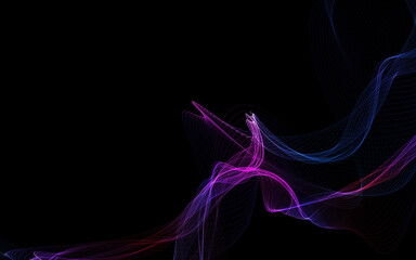 Dark abstract background with a glowing abstract waves