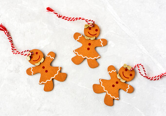 christmas gingerbread man on white background