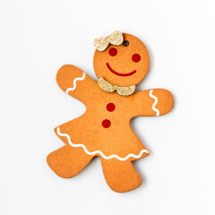christmas gingerbread man on white background