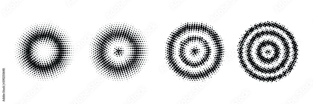 Poster set of halftone circles. halftone dots circle gradient. halftone design elements. vector illustratio