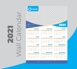 2021 Stylish Wall Calendar Design With 12 Months