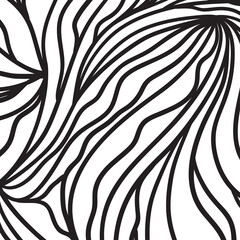 Abstract pattern with waves. Wavy background. Hand drawn curly lines. Black and white illustration