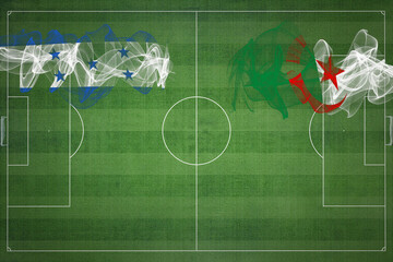 Honduras vs Algeria Soccer Match, national colors, national flags, soccer field, football game,...