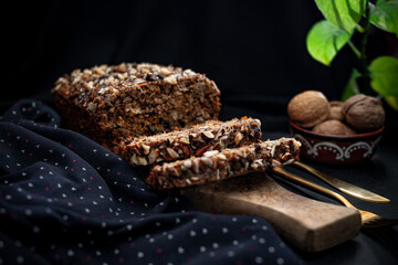 Homemade Bread Loaf with Walnuts