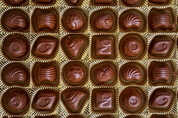 Box of chocolate bonbon candies in a box