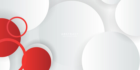 Red white abstract circles geometric background. Vector illustration design for business presentation, banner, cover, web, flyer, card, poster, game, texture, slide, magazine, and powerpoint. 