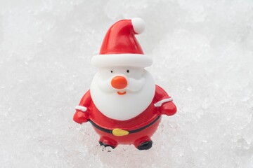 Santa claus on snow christmas day and happy new year