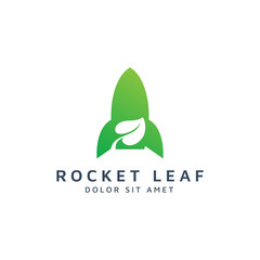 rocket and leaf negative space logo design