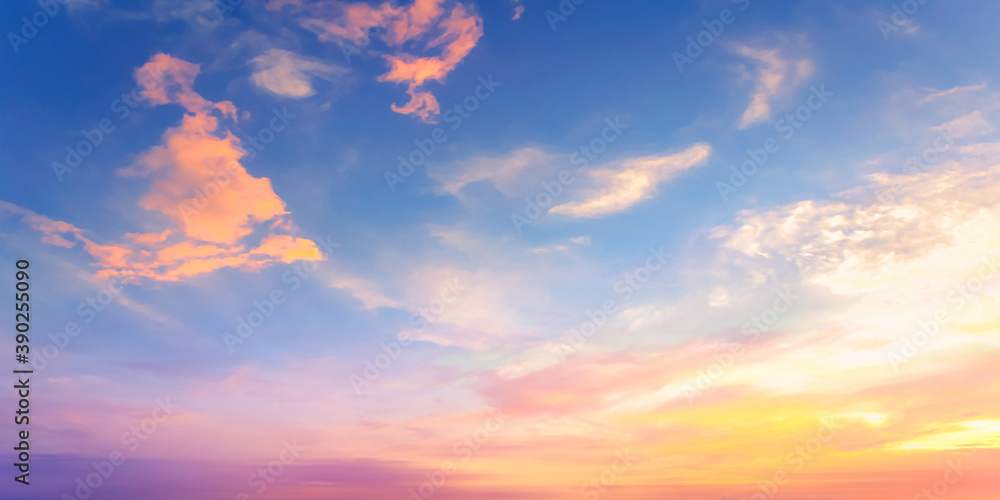 Wall mural world environment day concept: sky and clouds autumn sunset background