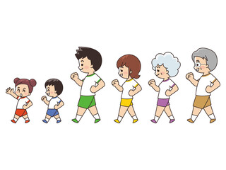 家族でウォーキング　散歩　スポーツ