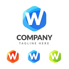 Letter W logo with colorful background, letter combination logo design for creative industry, web, business and company. Vector illustrations