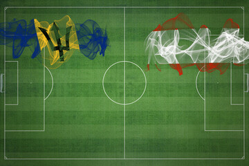 Barbados vs Austria Soccer Match, national colors, national flags, soccer field, football game,...