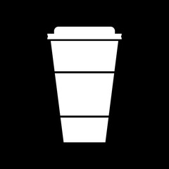 Coffee cup icon on black background. Vector illustration.