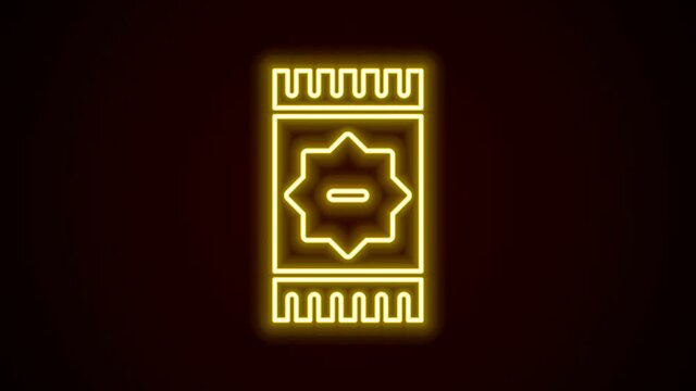 Glowing neon line Mexican carpet icon isolated on black background. 4K Video motion graphic animation
