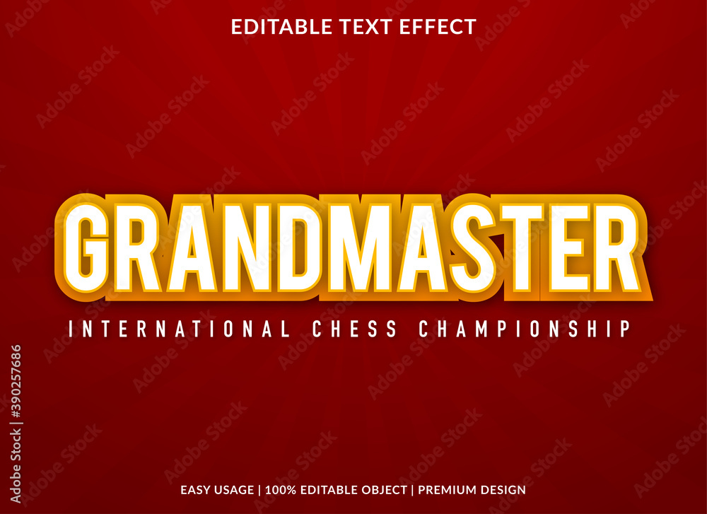 Poster grandmaster text effect template design with bold font style and 3d concept use for brand and busine
