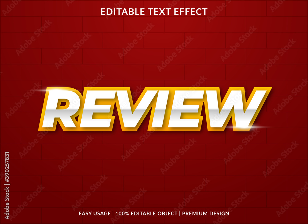 Fototapete review text effect template design with bold font style and 3d concept use for brand and business lo