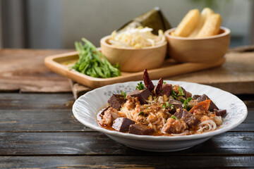 Northern Thai food (Khanom jeen nam ngeaw), local and culture food that is unique of Thailand