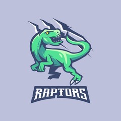 Raptors mascot logo design vector with modern illustration concept style for badge, emblem and t-shirt printing. Angry Raptor illustration with claw for e sport