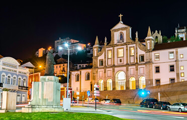 San Francisco Convent in Coimbra, Portugal at night