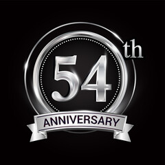 54th silver anniversary logo with ribbon and ring