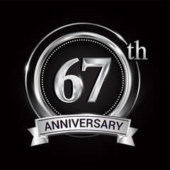 67th silver anniversary logo with ribbon and ring