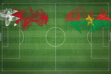 Bahrain vs Burkina Faso Soccer Match, national colors, national flags, soccer field, football game,...