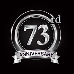 73rd silver anniversary logo with ribbon and ring