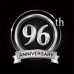 96th silver anniversary logo with ribbon and ring