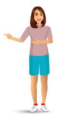 Vector illustration of a young beautiful woman in sport uniform, on standing position.