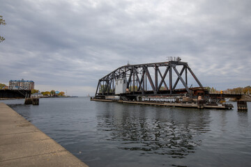 St Joseph Swing Bridge at St. Joseph river Michigan.