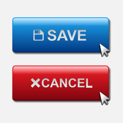 Button save and cancel isolated on background vector illustration.