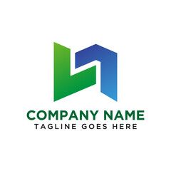 LN letter logo template with green blue gradient color.