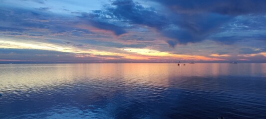 sunset over the lake