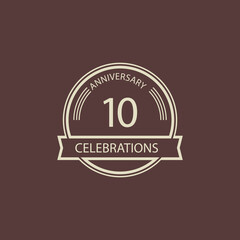 10 Years Anniversary Celebration Retro Vector Template Design Illustration