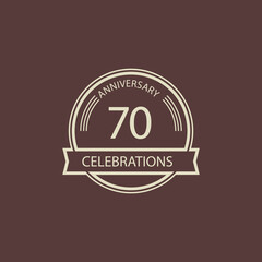 70 Years Anniversary Celebration Retro Vector Template Design Illustration