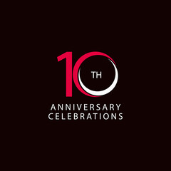 10 Th Anniversary Celebration Retro Vector Template Design Illustration