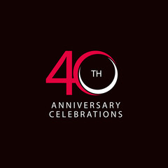 Fototapeta na wymiar 40 Th Anniversary Celebration Retro Vector Template Design Illustration