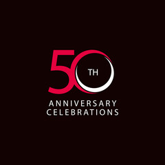 50 Th Anniversary Celebration Retro Vector Template Design Illustration