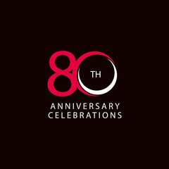 80 Th Anniversary Celebration Retro Vector Template Design Illustration